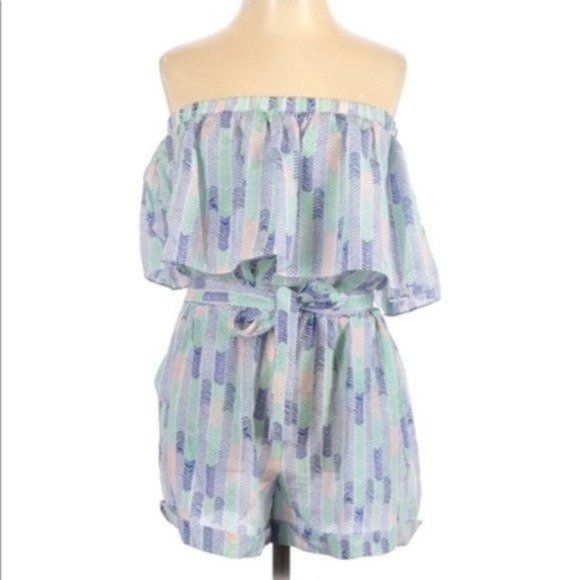NWT Lemlem Blue Gigi Strapless Romper Small - Picture 1 of 8